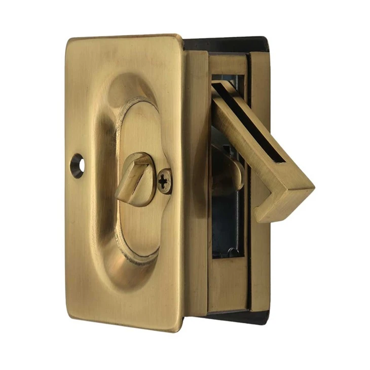 pocket door privacy latch-Antique Brass pocket door privacy latch-Antique Brass