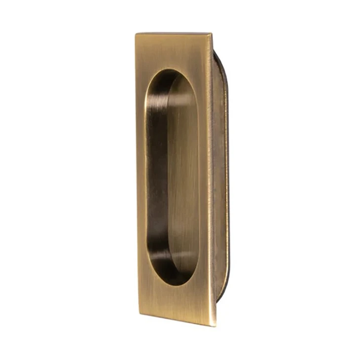recessed flush pull-aged brass