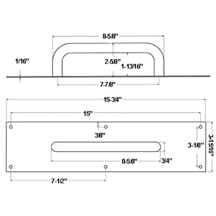 commercial door pull plate size