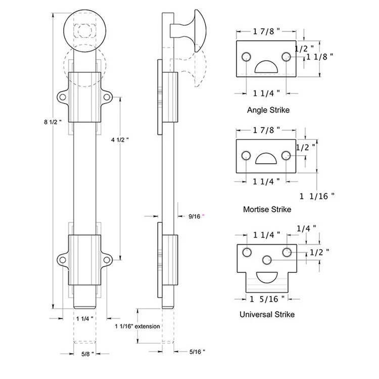 door latch size door latch size