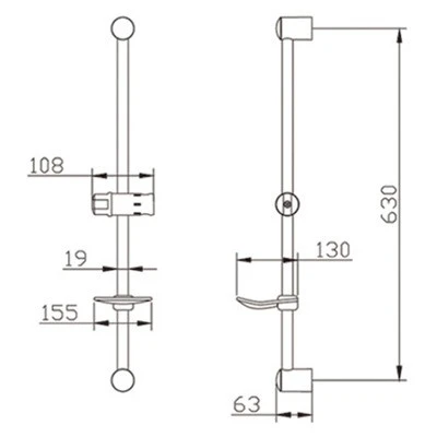 hand held showers with slide bar-size