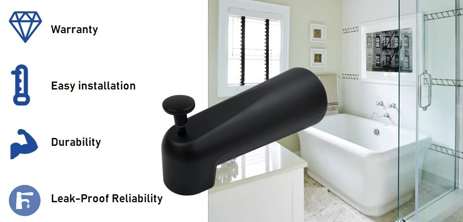 Product feature matte black top divert tub spout Product feature matte black top divert tub spout