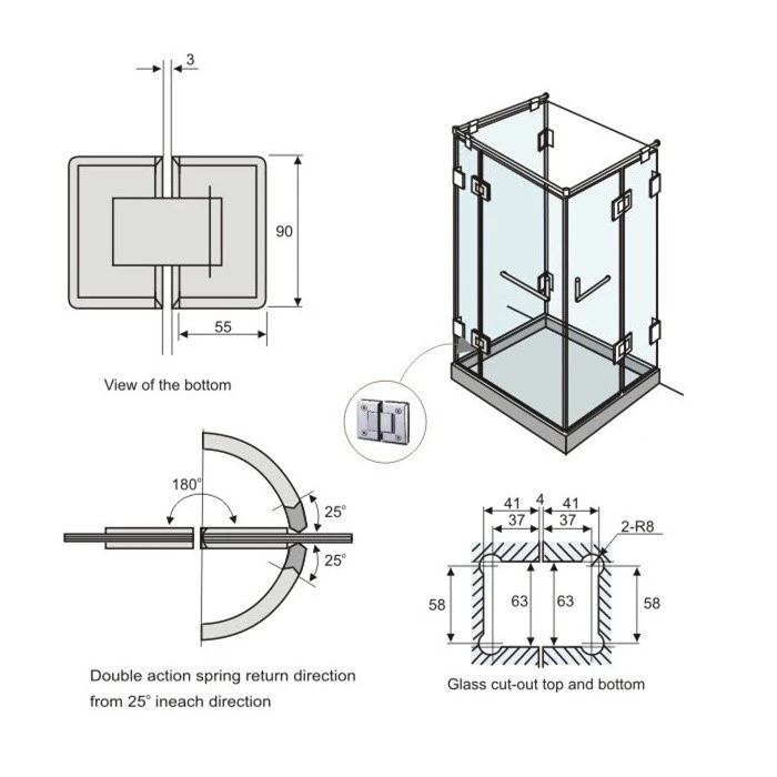 glass door hinge